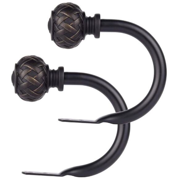 Window Treatment Holdbacks, Curtain Holdbacks Set of 2- Black - Picture 1 of 5